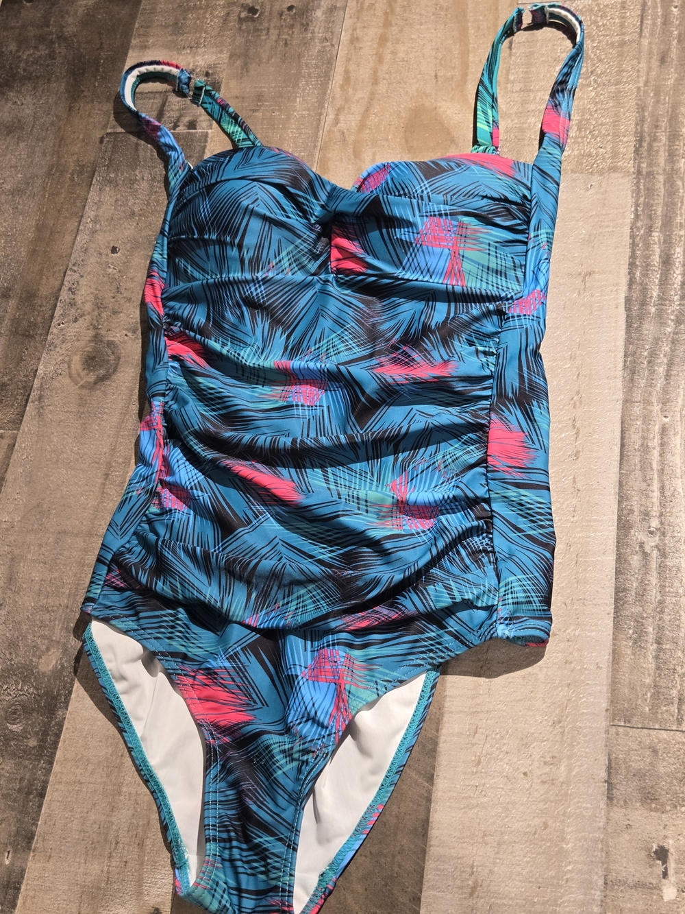 Bonverano Blue Tropical Print One-Piece Swimsuit Sz 10